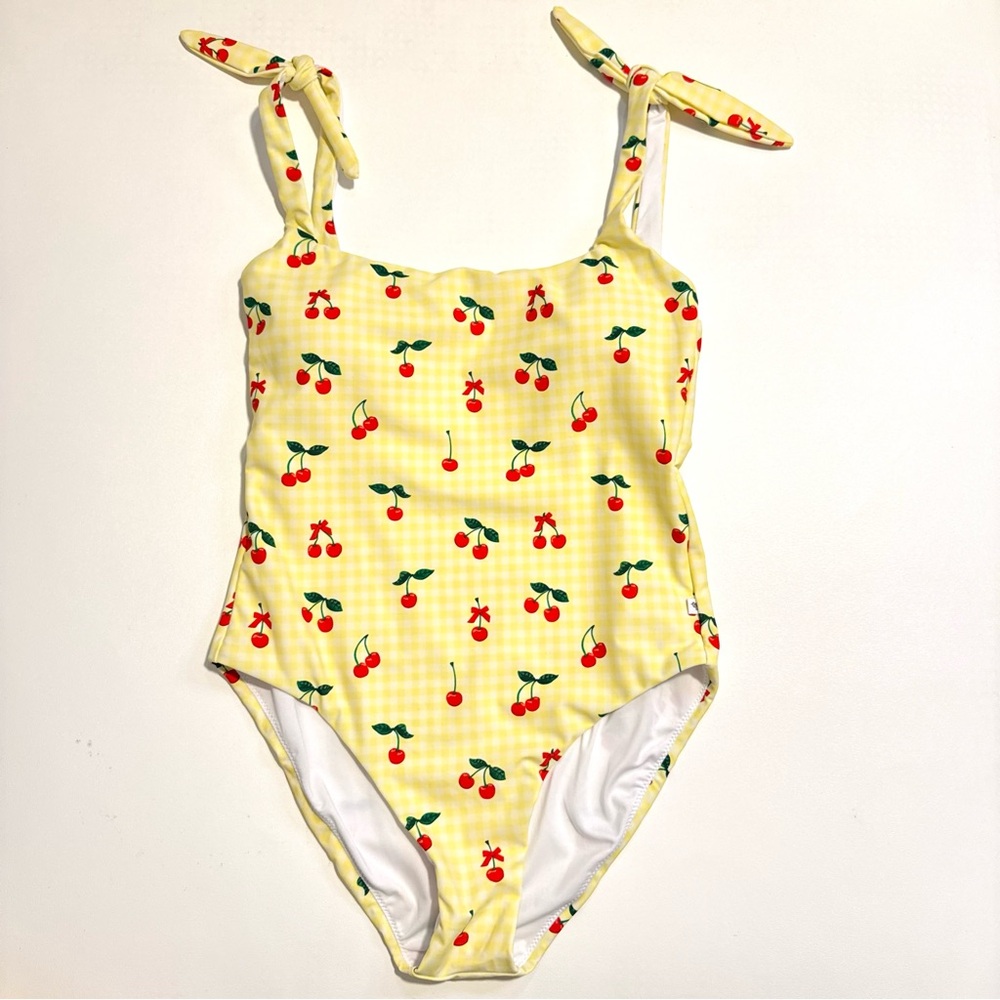 TALULAH Yellow Cherry Print One-Piece Swimsuit